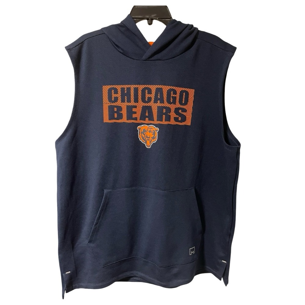MSX Michael Strahan Chicago Bears Sleeveless Hoodie Mens XXL Blue NFL Vest NEW